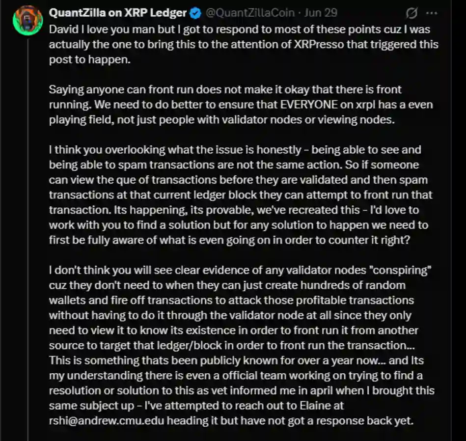 QuantZilla on XRP Ledger, Twitter