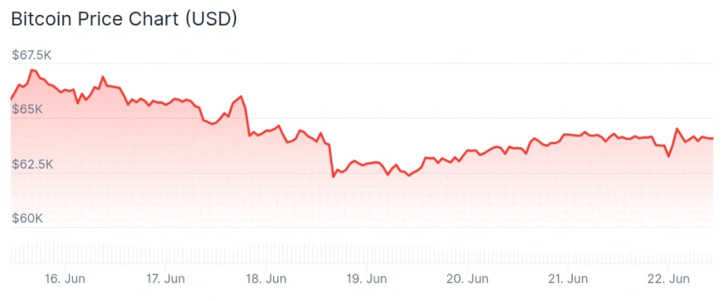 Bitcoin price 7-day chart.
