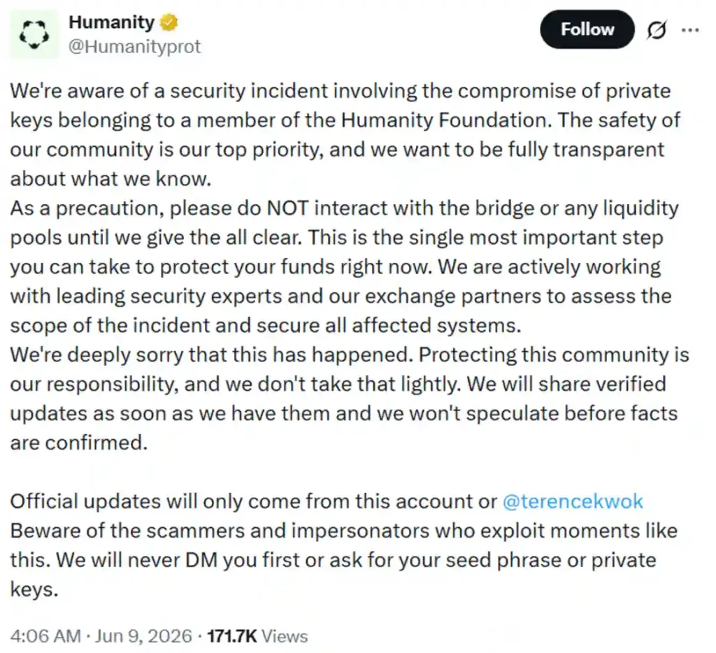 The company acknowledging the attack.