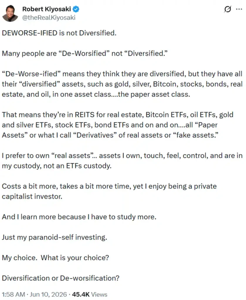 Rich Dad Poor Dad author's views.