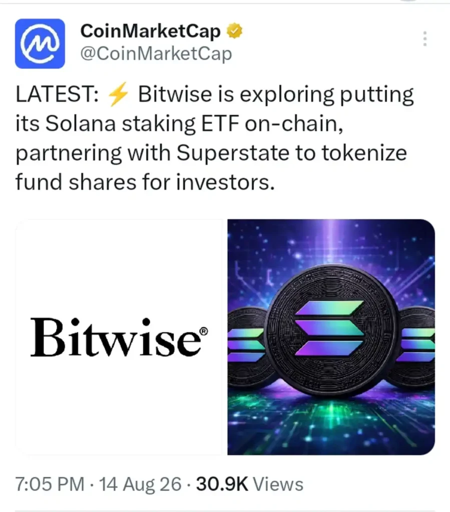 Solana ETF Shares Could Soon Go On-Chain — Bitwise Is Exploring A Major Shift
