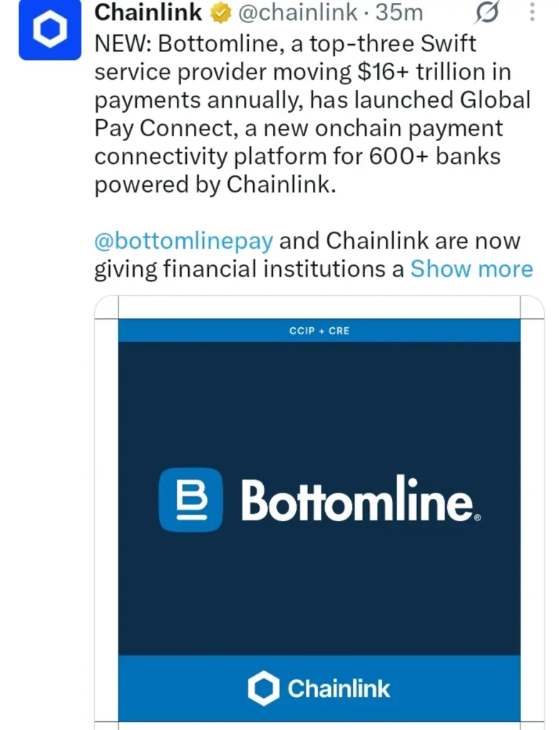 Over $16 Trillion in Payments Could Reach Onchain Rails — Chainlink Is Behind the Connection