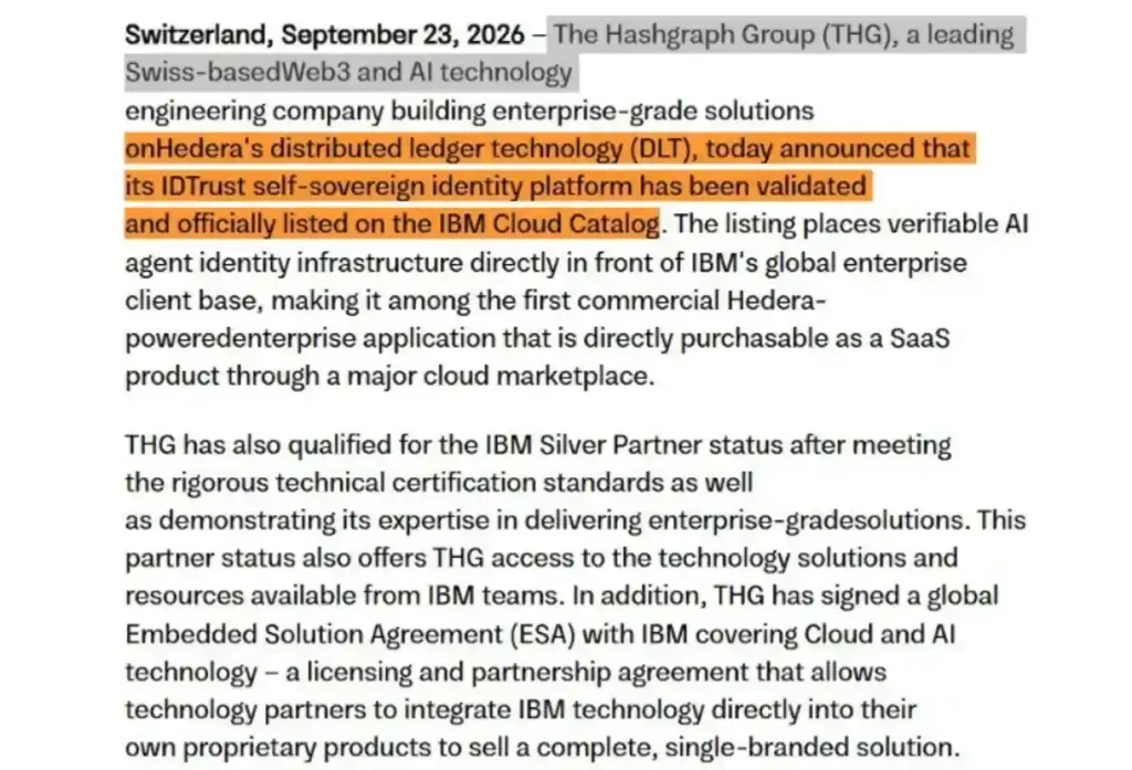 A Major Enterprise Door Opens for HBAR as IBM Cloud Lists IDTrust